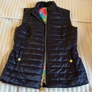 Lilly Pulitzer navy puffer vest EUC